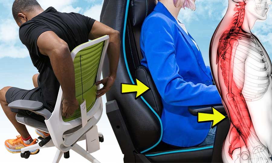 How to use adjustable lumbar support on a gaming or ergonomic office chair tutorial