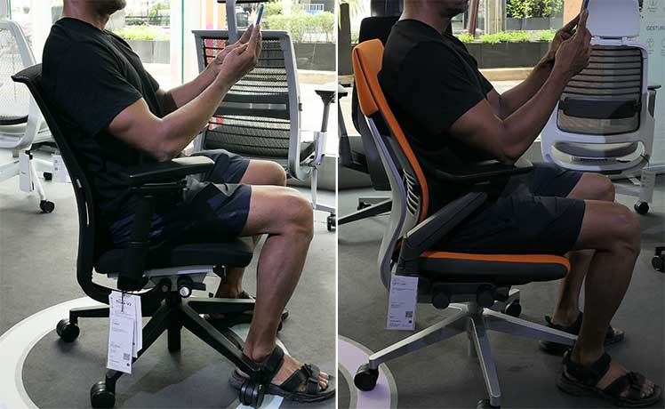 Side postures compared in Steelcase Think and Gesture chairs