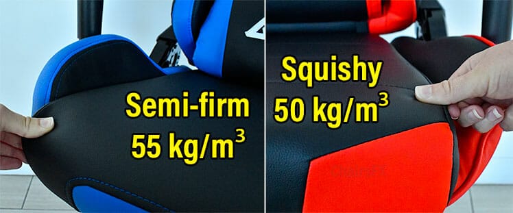 GTRacing Ace S1 vs Pro Series chair seat closeups and padding densities