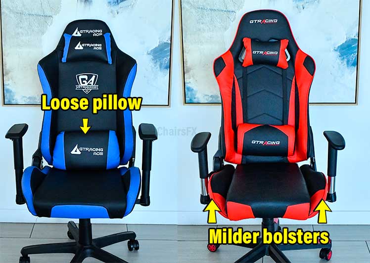 GTRacing Ace S1 and Pro Series chairs front view comparison