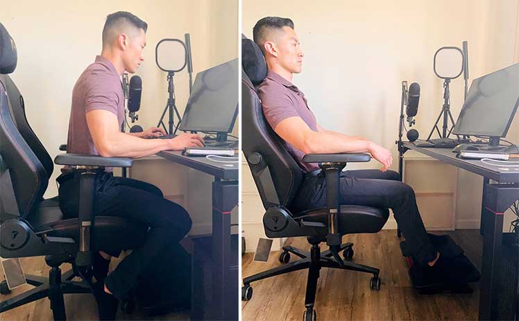 Active and passive gaming chair postures shown by Dr. Jordan Tsai