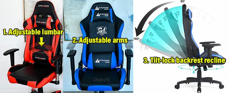 Core gaming chair features (GTRacing chair models)