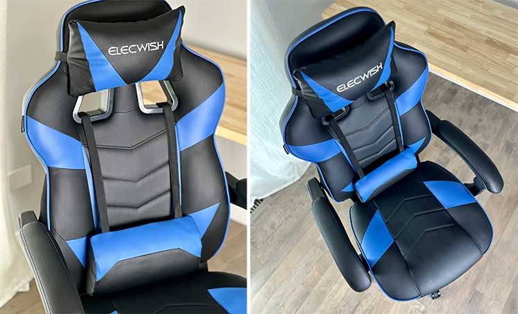Front views of the Elecwish footrest gaming chair