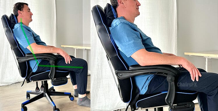 Side view of man sitting in an Elecwish gaming chair