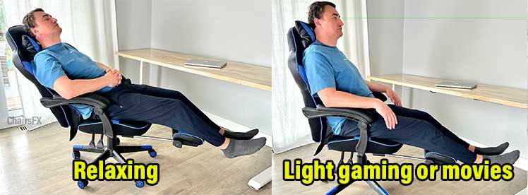 Elecwish gaming chair recline modes with a footrest