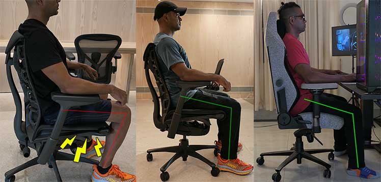 Embody seat height posture comparisons