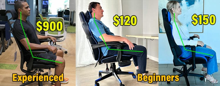 Healthy sitting postures shown by advanced and beginner users