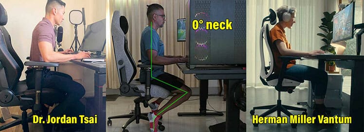 Forward-leaning gamer postures compared