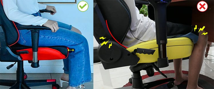Good gaming chair seat depth vs one that's too deep for shorter legs