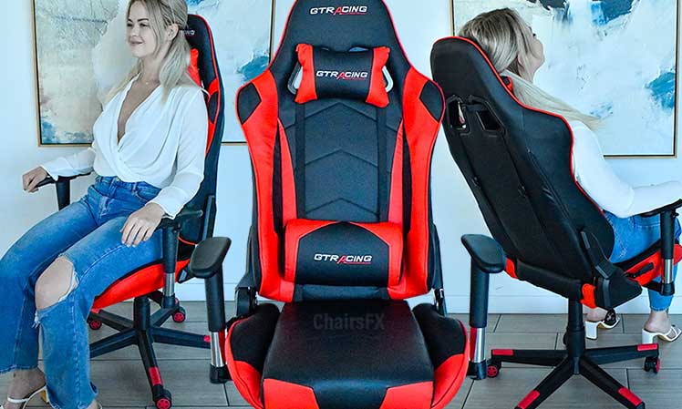 Woman sitting in a GTRacing Pro Series for a gaming chair review