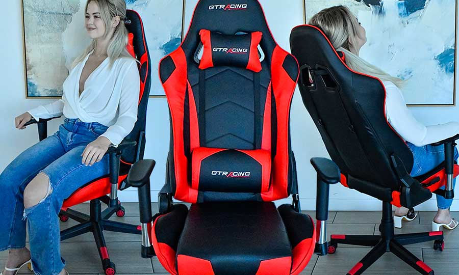 GTRacing Pro Series gaming chair review with woman model