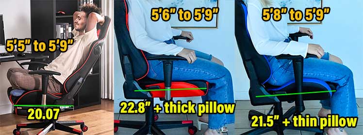 GTRacing chair seat depth fitting recommendations