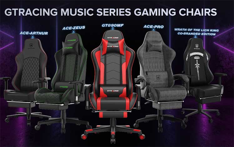 GTRacing footrest gaming chair collection 2023