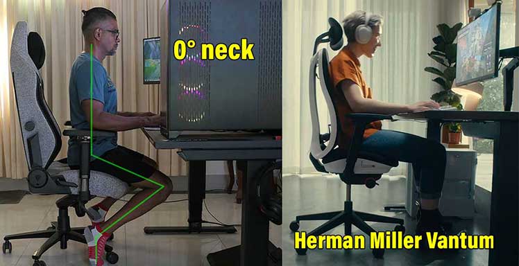 Forward leaning posture vs Vantum gaming chair posture