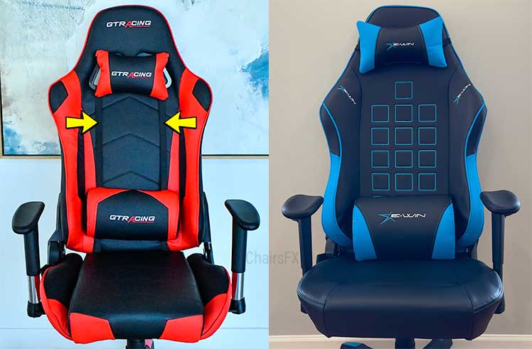 GTRacing Pro Series vs Knight Series front chair view and lumbar style comparison