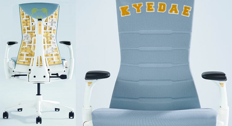 Custom Embody gaming chair design for Kyedae front and back