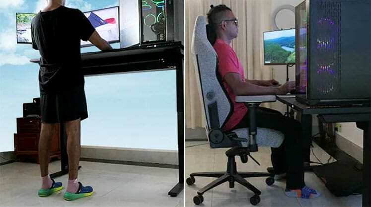 Sit-stand desk and seat neutral posture examples