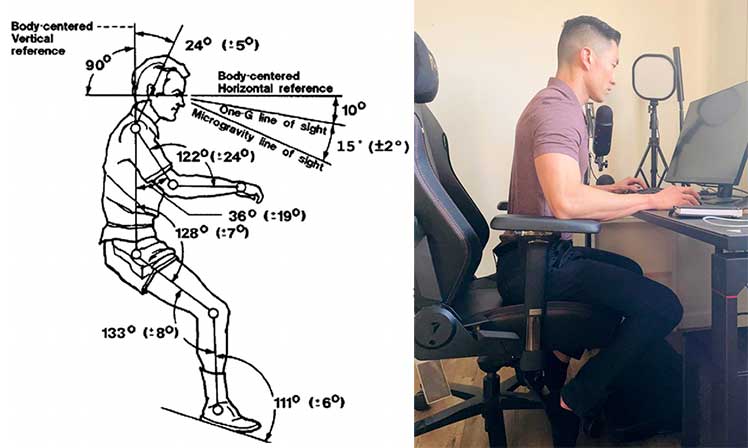NASA neutral posture vs esports doctor gaming posture
