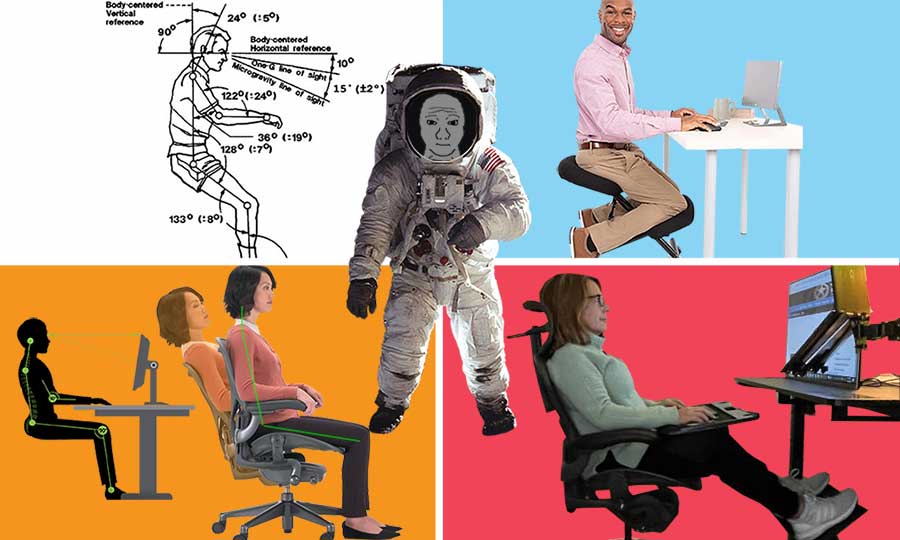 Neutral sitting posture origins and desk work methods