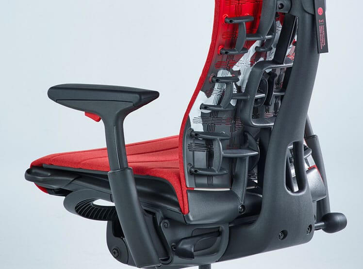 Special edition Embody gaming chair Nicmercs design rear view closeup 