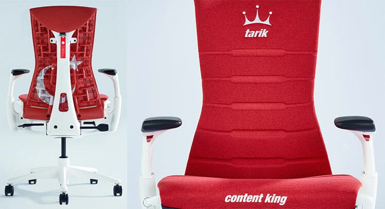 Custom Embody chair design for Tarik front and back