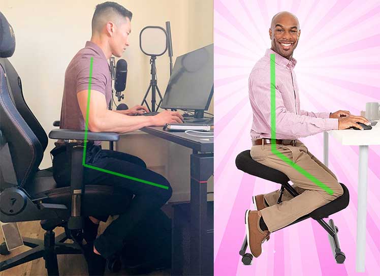 Forward posture in a gaming chair versus kneeling stool