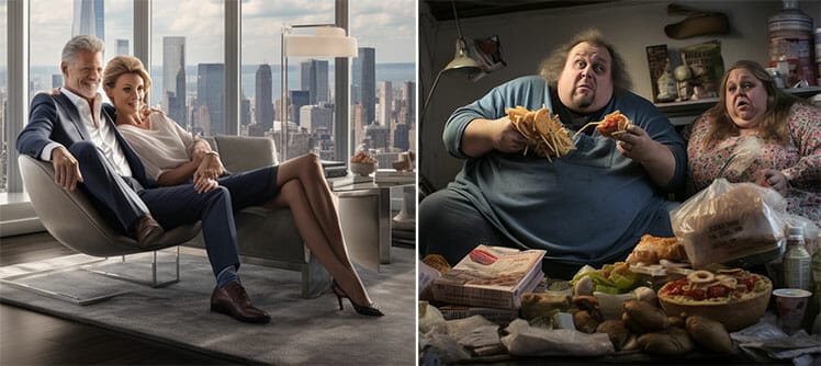 Healthy and successful vs poor and unhealthy Gen X couples