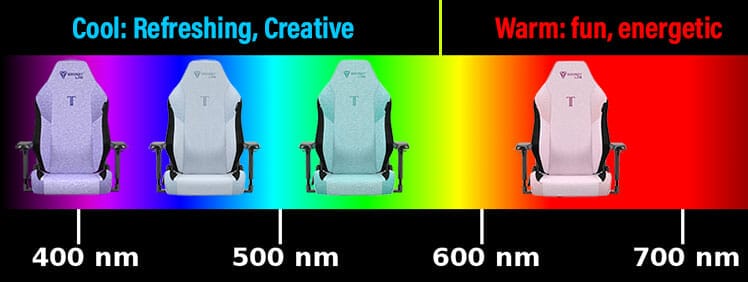 Softweave gaming chairs arranged on the color spectrum