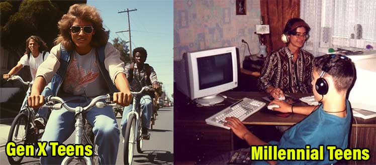 Gen X vs Millennial teenage life