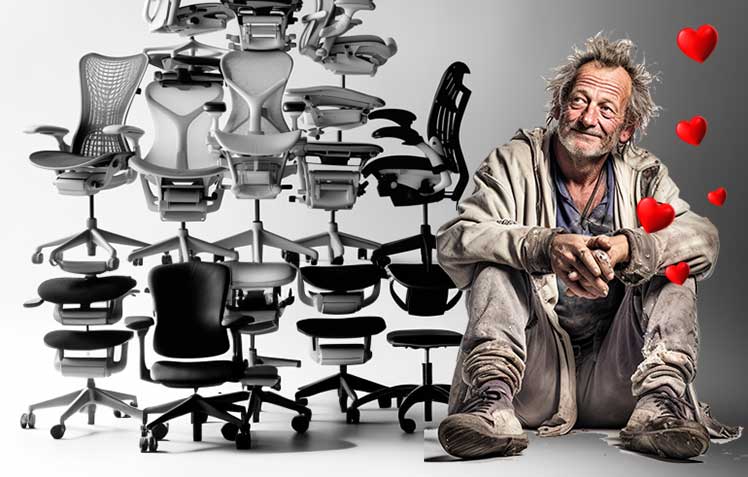 Man addicted to buying multiple ergonomic office chairs