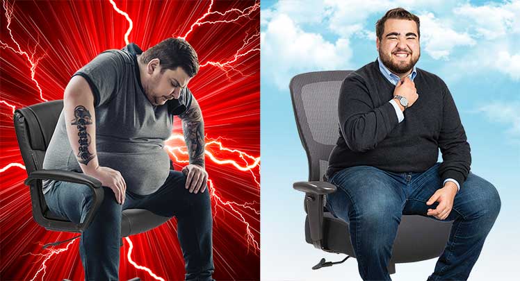 Poor posture versus healthy ergonomic office seating energy benefits