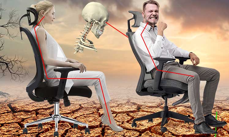 Painful office chair headrests