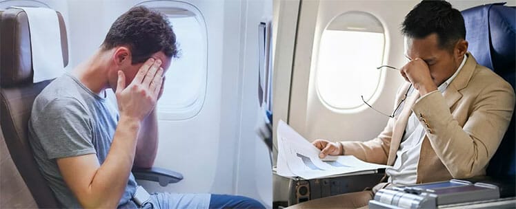 Airplane passengers suffering from fatigue