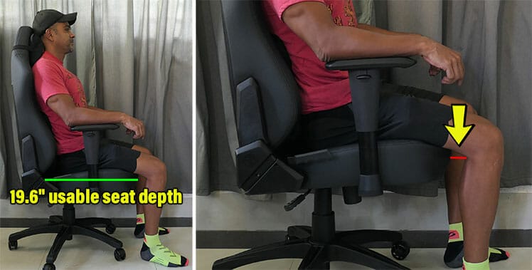 Anda Seat Phantom 3 gaming chair seat depth