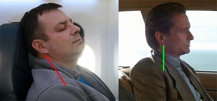 Airline seat vs car seat neck postures