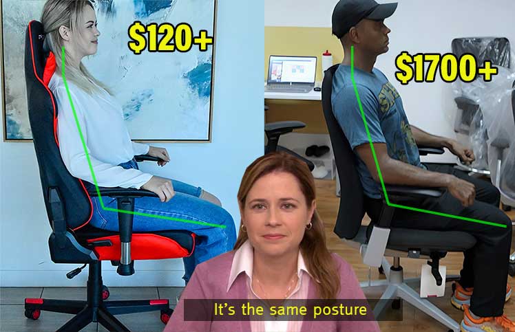 Gaming vs ergonomic office chair neutral posture