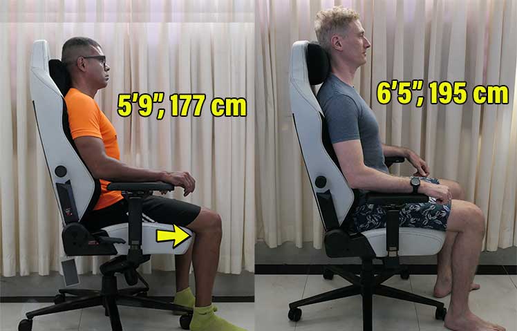 Average and big man gaming chair sizing demos