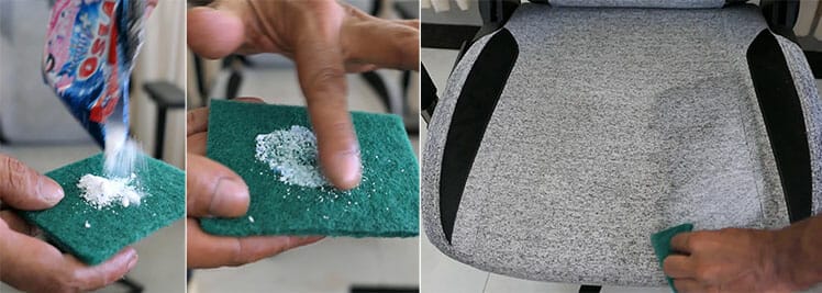 How to clean secret lab chair using a scub pad and laundry detergent