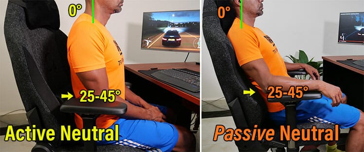 Active vs passive neutral postures in a gaming chair