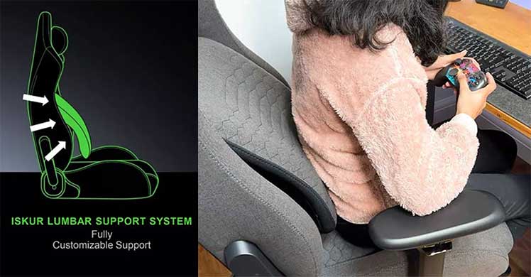 Razer Iskur lumbar support system benefits