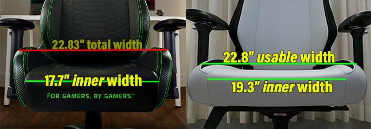 Iskur XL vs Titan XL seat width dimensions