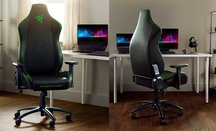 Razer Iskur X gaming chair at computing workstation