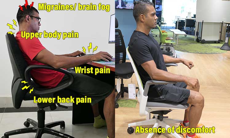 How to make a computer chair more comfortable using neutral sitting postures