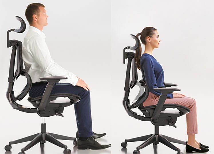 Flexispot C7 office chair modeled by tall and short people