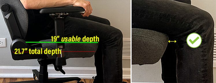 E-Win Champion Series seat depth dimensions