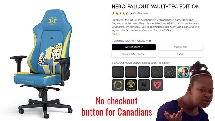 Noblechairs Canada website checkout