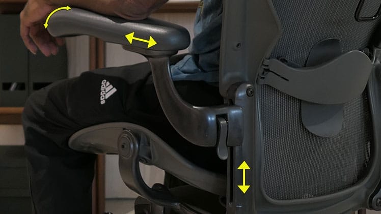 Herman Miller Aeron 3d armrest adjustability graphic