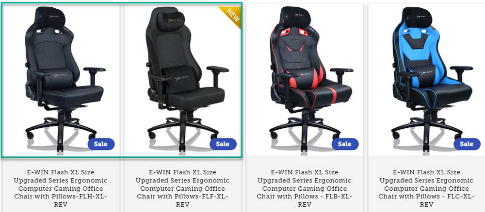E-Win Flash XL gaming chairs for big guys
