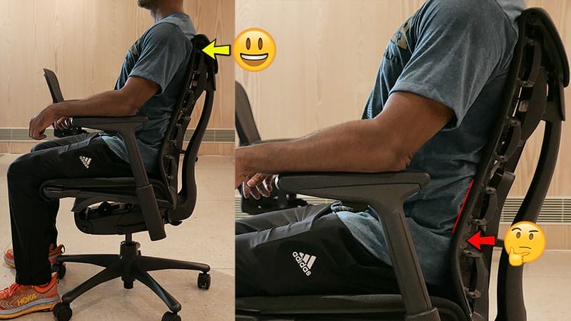 Side view of man sitting in a Herman Miller Embody chair with good posture