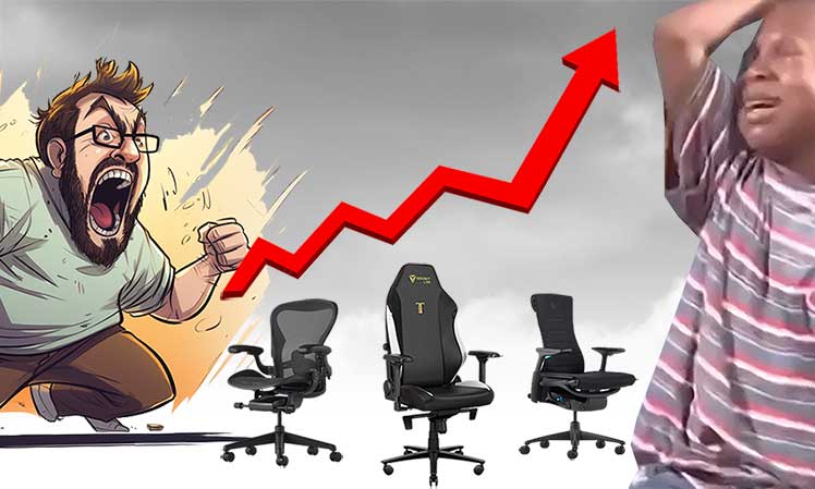 Man getting angry at gaming chair price increases